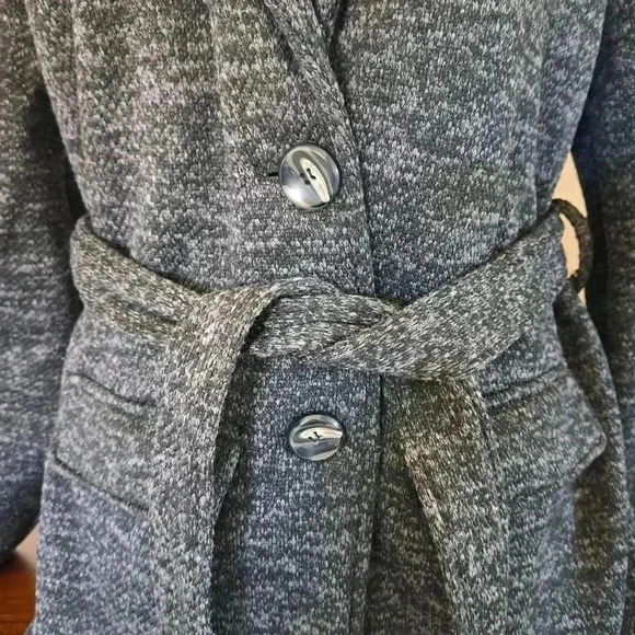 Steve Madden 3/4 Length Knit  Coat Grey Black Heathered Jacket Large Pea Coat - Picture 6 of 12